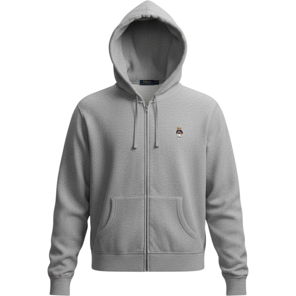 Polo Ralph Lauren "Polo Bear" Basketball Heather Gray Full-Zip Hoodie Size XL